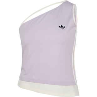 Adidas/阿迪达斯官方正品三叶草女士单肩运动无袖背心T恤KY5697