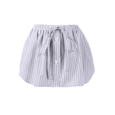 衬衫式条纹南瓜迷你裙