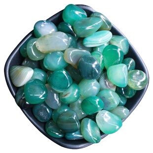 天然绿玛瑙原石雨花石鹅卵石鱼缸造景石头子铺底碎石供曼扎七宝石