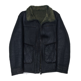 8015绵羊皮皮毛一体外套男美式复古重水洗立翻领冬季防风保暖加长