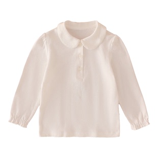 儿童纯白色POLO衫男女童校服演出服幼儿园宝宝打底衫学生毛衣内搭