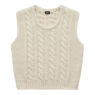 【现货】Thebarnnet韩国八奶麻花针织衫马甲圆领无袖毛衣外穿背心