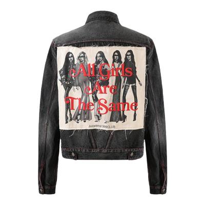 外星伴侣Juice WRLD水洗贴布刺绣做旧翻领牛仔外套夹克上衣