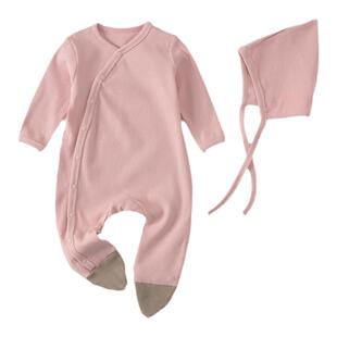 婴儿包脚连脚连体衣春秋宝宝斜襟新生儿纯棉哈衣带帽子连身衣睡衣