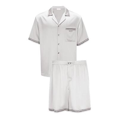 MANITO/曼尼陀Ribbon男士短袖家居服套装桑蚕丝睡衣