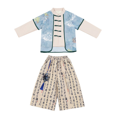 男童加绒套装秋冬季儿童唐装加厚