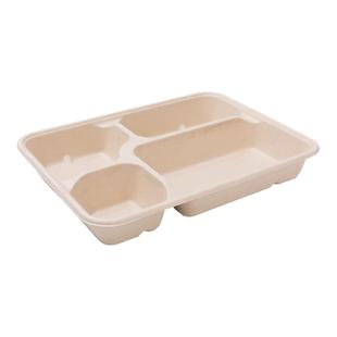 一次性餐盒餐盘打包盒食品级三格四格快餐盒子分格可降解纸浆饭盒