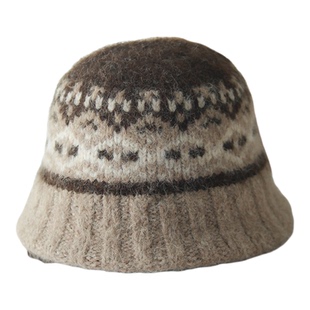 针织保暖帽费尔岛风护耳毛线帽女2025新款秋冬季帽子大头围显脸小