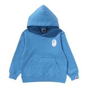 BAPE童装24年秋冬猿人字母印花绗缝线口袋连帽卫衣314002N