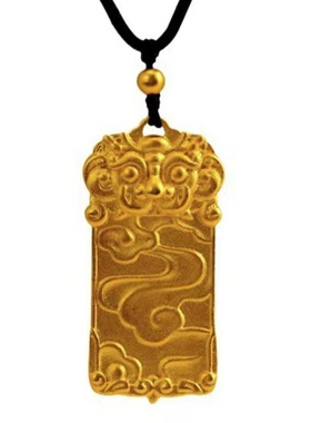 沙金麒麟无事牌项链久不掉色