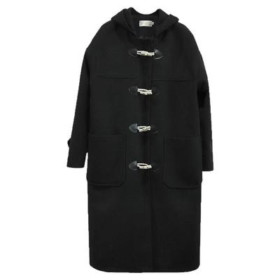 牛角扣学生连帽毛呢外套