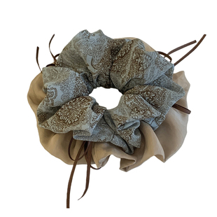 高级感复古碎花飘带大肠发圈女2025新款扎马尾丸子头大号皮筋发绳