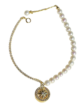 追光赵今麦聂曦光同款八芒星珍珠手链女生轻奢小众手串高级感串珠