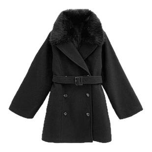 日本直邮日潮 GRL 三上悠亜 带腰带的毛领中长款外套 ze837