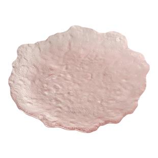 粉色不规则冰川盘ins风家用精致高级感点心碟水果蛋糕甜品玻璃盘