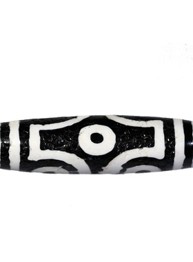 圣饰奇缘 天然真品西藏庙供院供老矿玛瑙 黑白十字六眼天珠项链