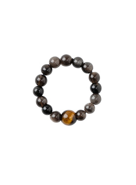 【自信守护】黑银曜石黄虎眼戒指范李李增强自信防护能量指环