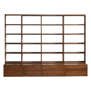 实木书柜满墙书架整墙书橱落地柜子组合客厅书柜一体开放式格子