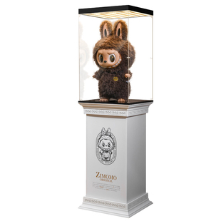 适用Zimomo带灯手办展示盒防尘罗马柱底座Labubu大天使首领拉布布