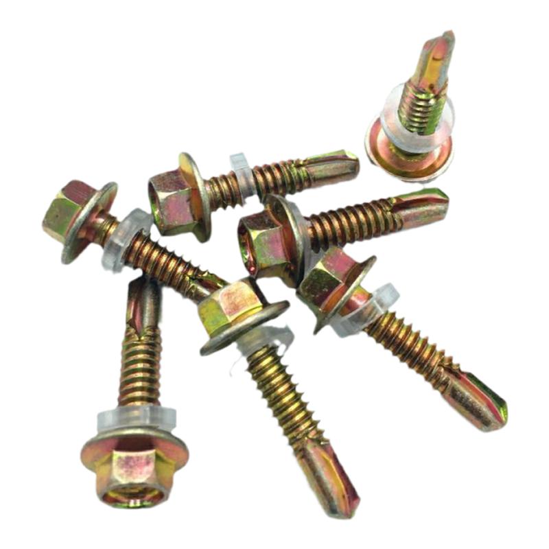 钻尾外六角钻尾丝燕尾自钻螺丝自攻自转彩锌瓦钉罗丝带垫螺钉尾钉