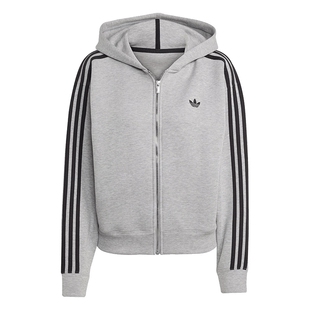 阿迪达斯三叶草外套女装2026春季新款运动上衣宽松连帽夹克JY2620