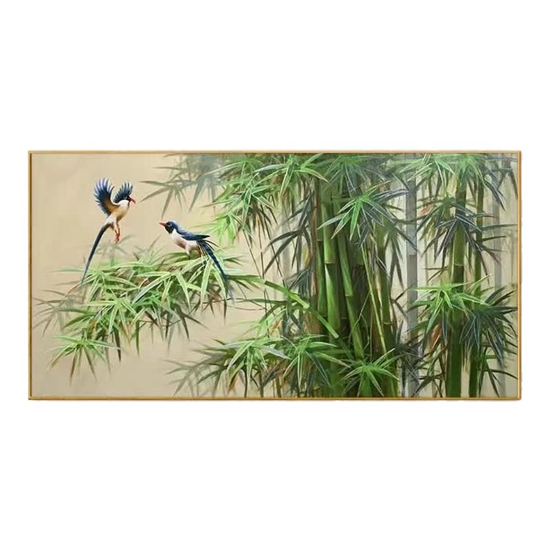 【名师纯手绘油画】竹报平安油画