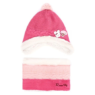 winghouse韩国儿童帽子女童护耳帽围脖围巾针织毛线保暖加绒帽子