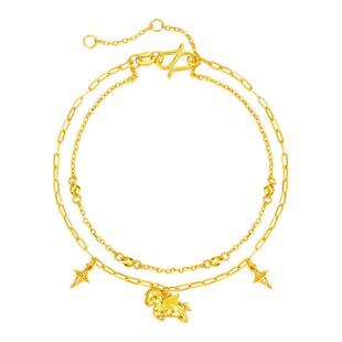 周大生黄金手链女足金小飞马手饰O字链马年生肖本命年礼官方正品