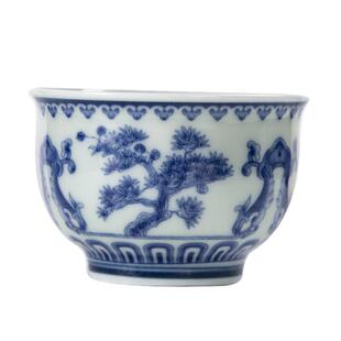 肖田青花瓷茶杯陶瓷功夫玉兰小茶杯单杯主人杯茶具套装茶碗品茗杯