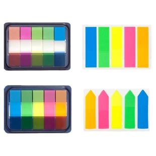 齐心荧光指示索引标签纸可书写标记小条塑料书签记号学生用透明指示页码便签纸便利贴分类贴N次贴文具易事贴