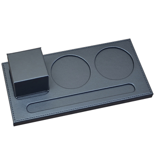 会议杯垫定制商务办公室专用皮革杯托三孔矿泉水垫皮质糖果盒LOGO