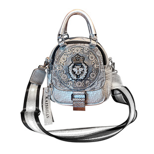 超火烫钻双肩包女2025新款时尚女士背包高级感真皮斜挎包登山包小