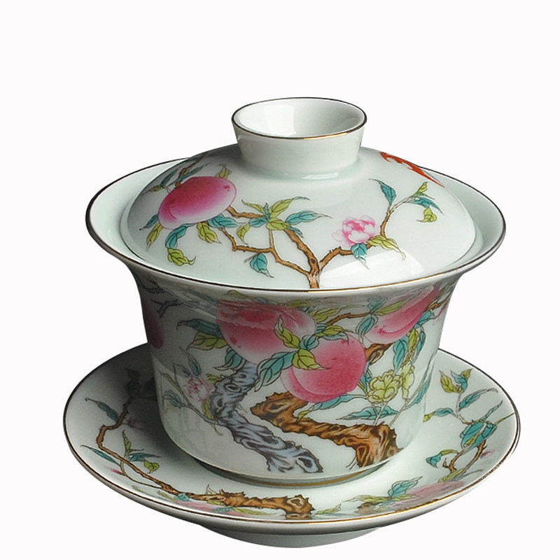 景德镇青花瓷盖碗茶杯陶瓷三才碗大号泡茶碗高端复古功夫茶具单个