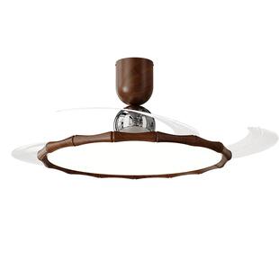 箭牌隐形风扇灯中古风胡桃木色客厅餐厅卧室电扇灯吊扇吸顶灯具