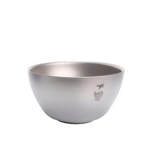 keith铠斯纯钛双层饭碗隔热防烫钛碗居家户外钛碗便携钛餐具健康