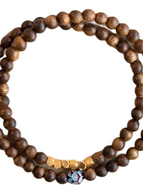 天然奇楠沉香手串双圈小米珠手链