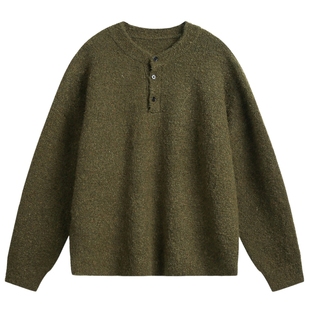 男士绿色毛衣男冬季软糯慵懒风老钱针织衫线衣打底衫冬装新款毛衫