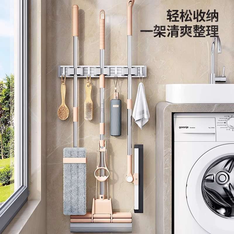 壁挂拖把夹架免打孔扫把挂钩阳台神器物卡扣固定收纳浴室卫生间置