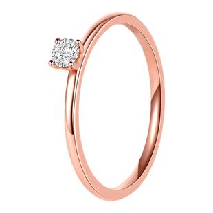蒂芙星钻18K玫瑰金培育钻石戒指小众玫瑰金轻奢四爪单镶指环尾戒