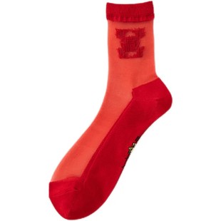 2/5双马年本命年属龙新年红袜子女短新娘玻璃丝棉底冰丝中筒女袜