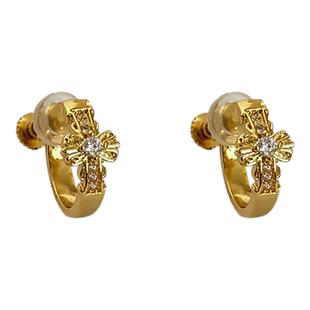 欧美十字花无痛耳夹无耳洞男女耳骨夹纯银耳环高级感痞帅耳钉单只