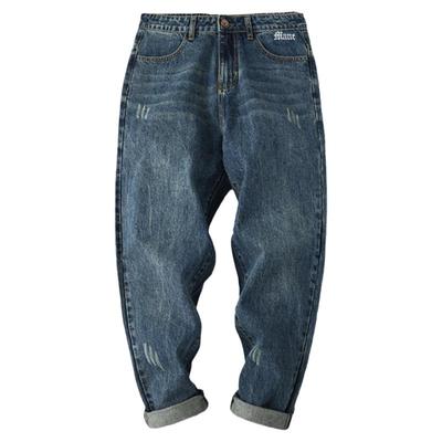 直筒牛仔裤男拉链美式复古怀旧