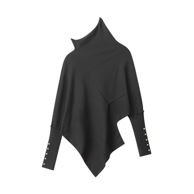 AIRHOOD 废土风春秋季半高领不规则蝙蝠袖针织衫女设计感长袖上衣