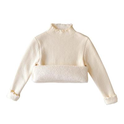 甜美秋冬女童一体绒毛衣加厚新品