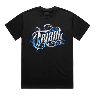 TRIBAL美式嘻哈涂鸦印花T恤街舞滑板宽松短袖街头风重磅纯棉上衣