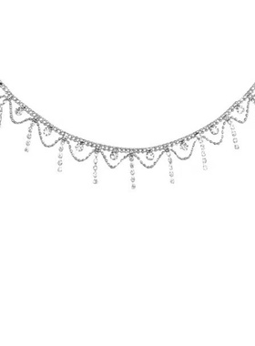 钛钢防过敏水钻流苏礼服锁骨链