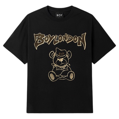 BOYLONDON潮酷流氓熊街头休闲凉感潮牌短袖夏季情侣款T恤N01259