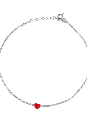 清新甜美可爱红色s925桃心手链