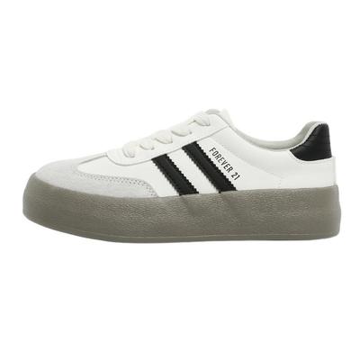 F21厚底真皮德训鞋女2026新款