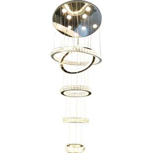 别墅客厅挑空大吊灯复式楼轻奢loft公寓大厅主灯圆环楼梯挑空吊灯